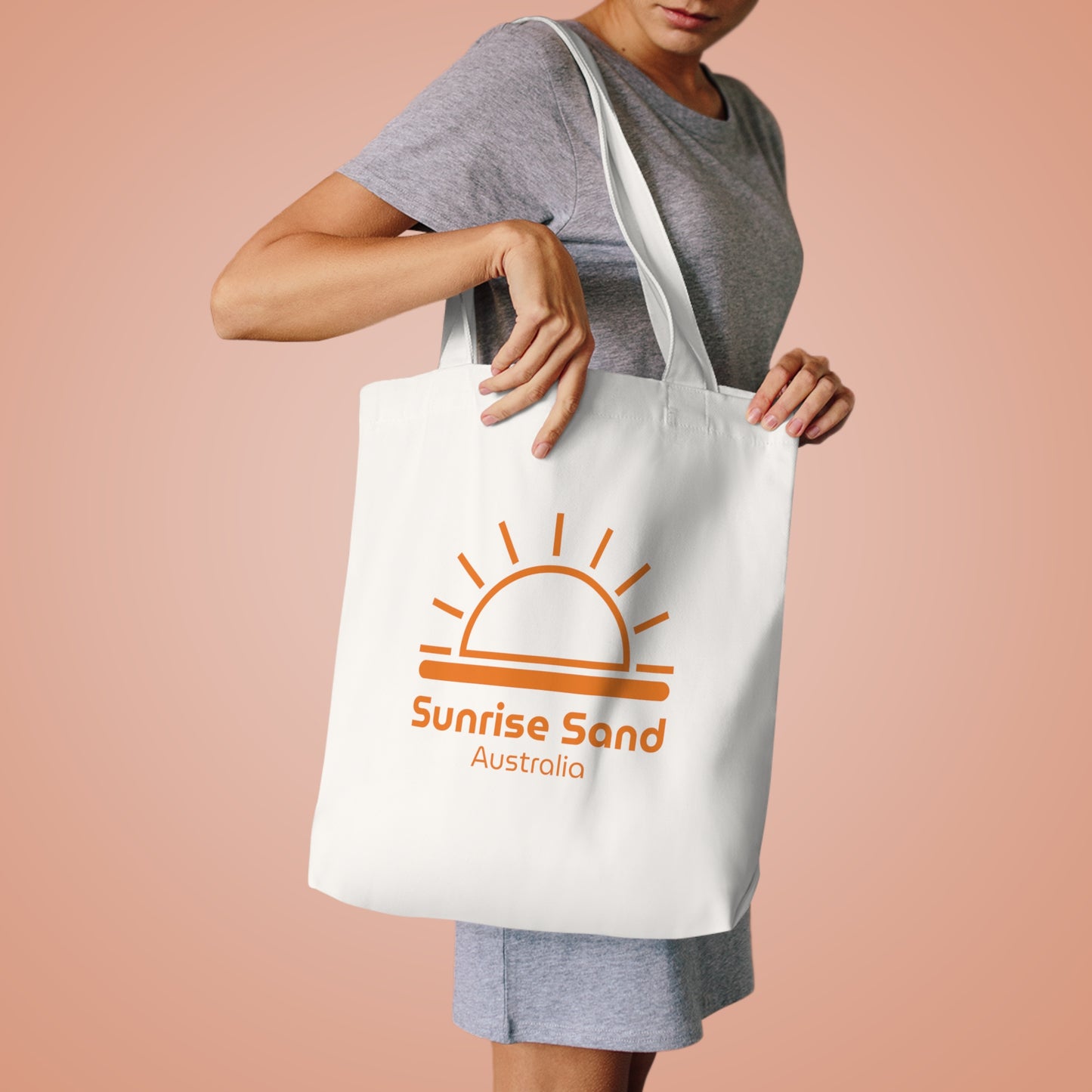 Cotton Tote Bag - Sunrise Sand - Orange Logo