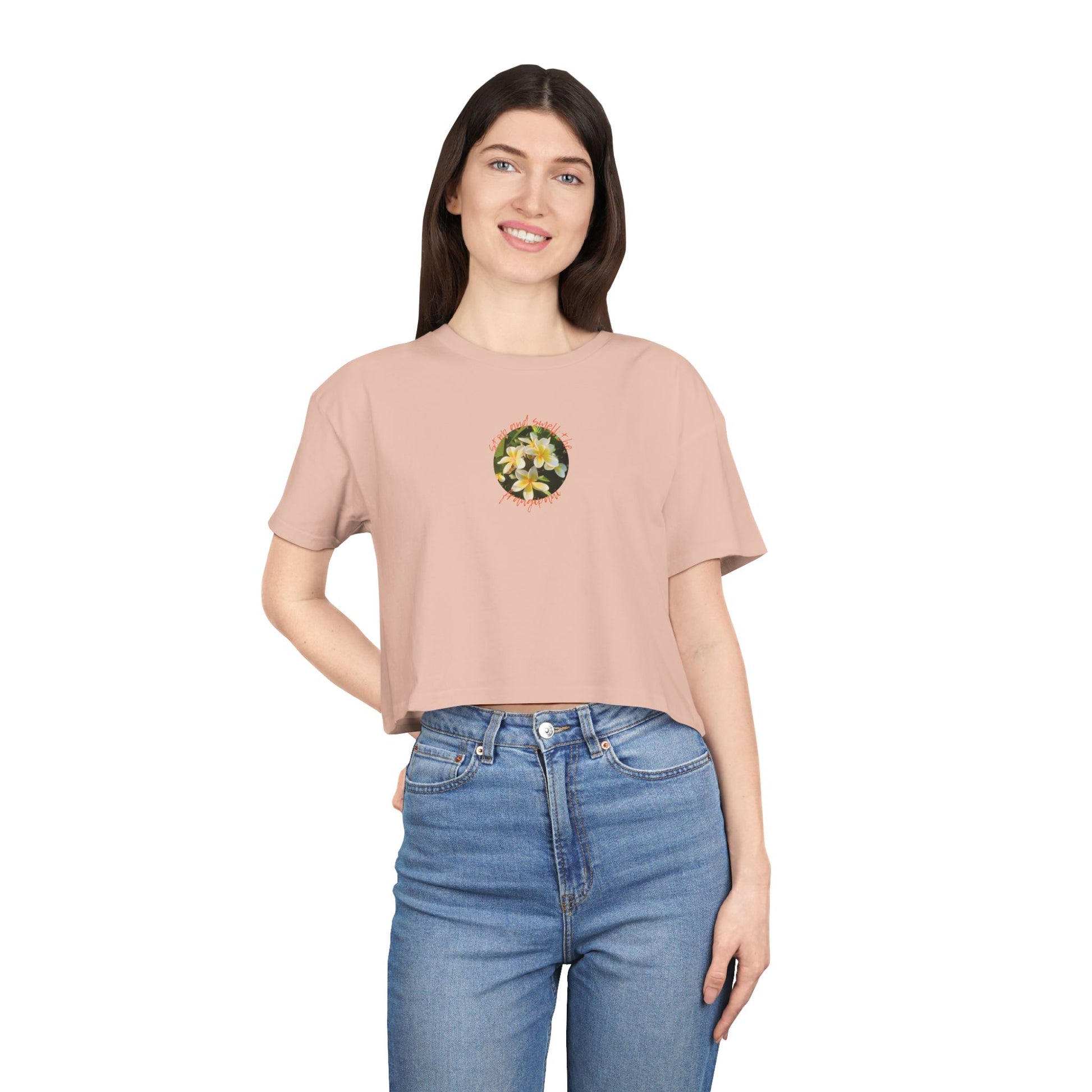 Crop Tee - Stop and smell the frangipani - Ladies - Front design only
