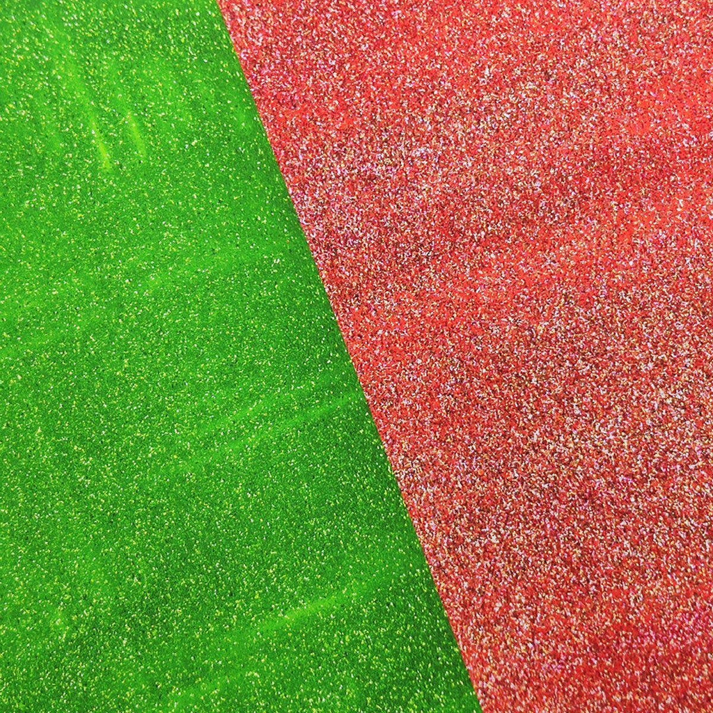 Reversible Christmas Tree Recycled Paper Earrings - Red Sparkle / Green Sparkle