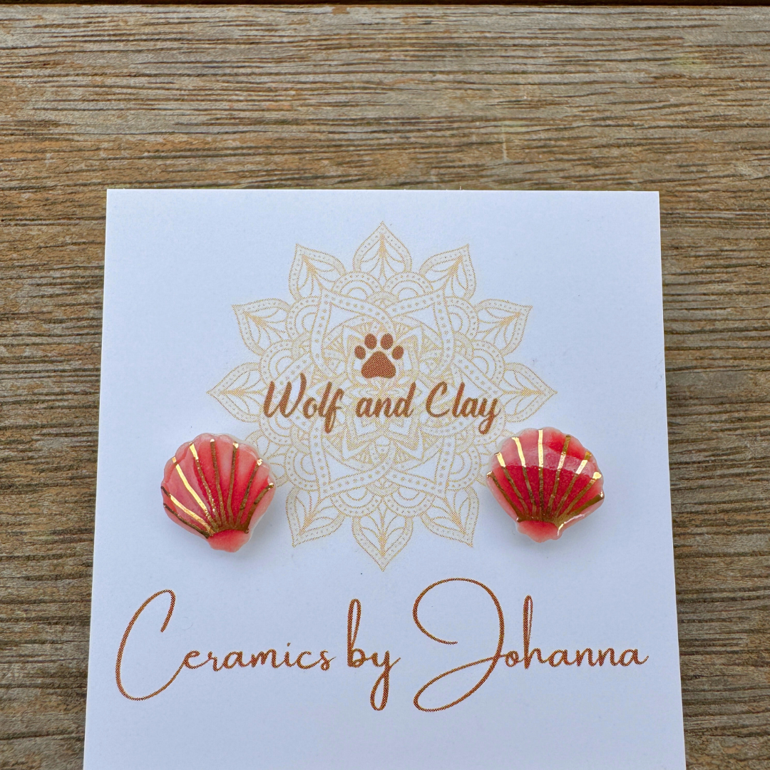 Porcelain Stud Earrings - Sea Shell - Maris - Wolf and Clay